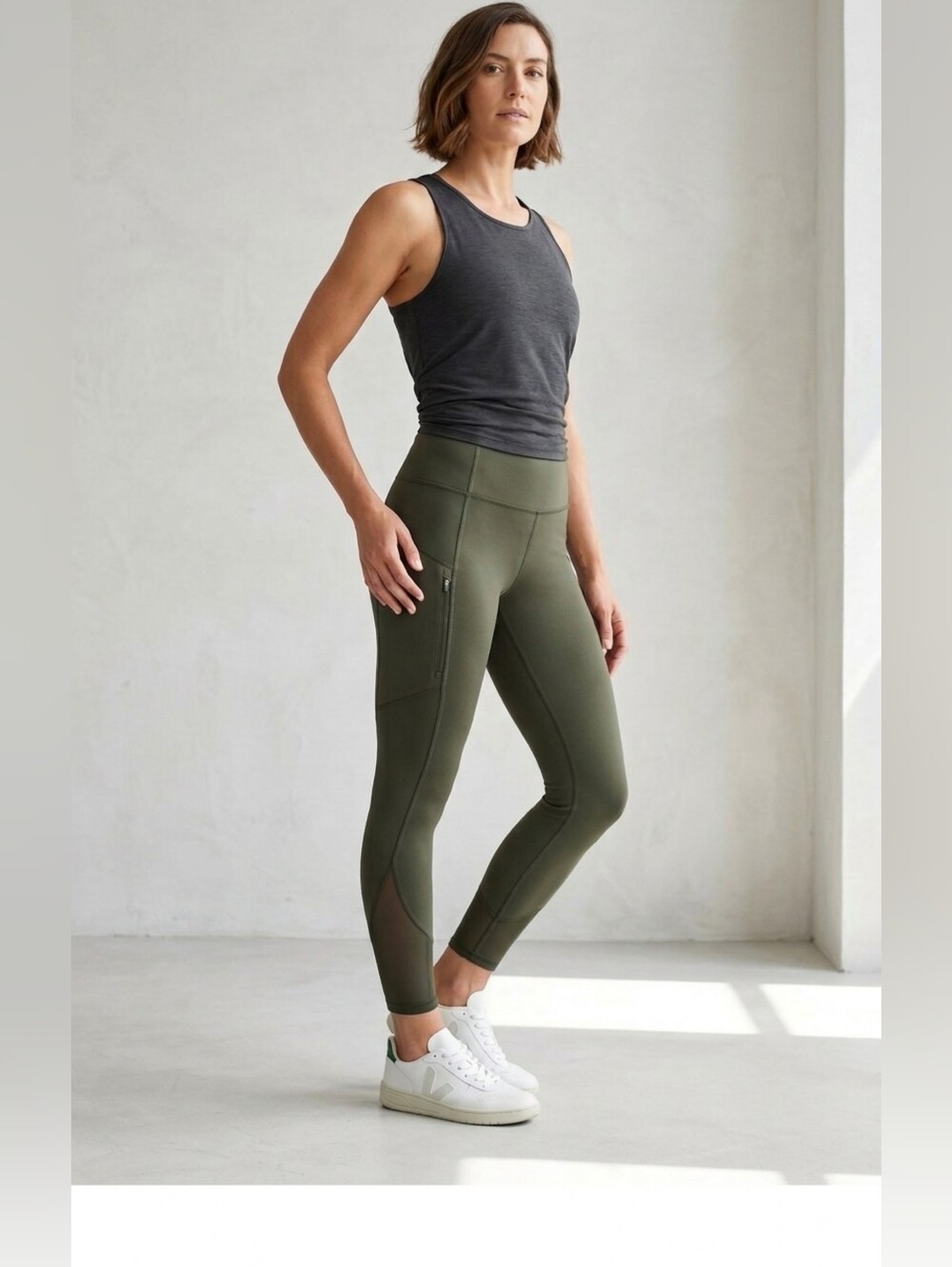 Athleta High-Rise  Women Leggings in Dark Green Size MP